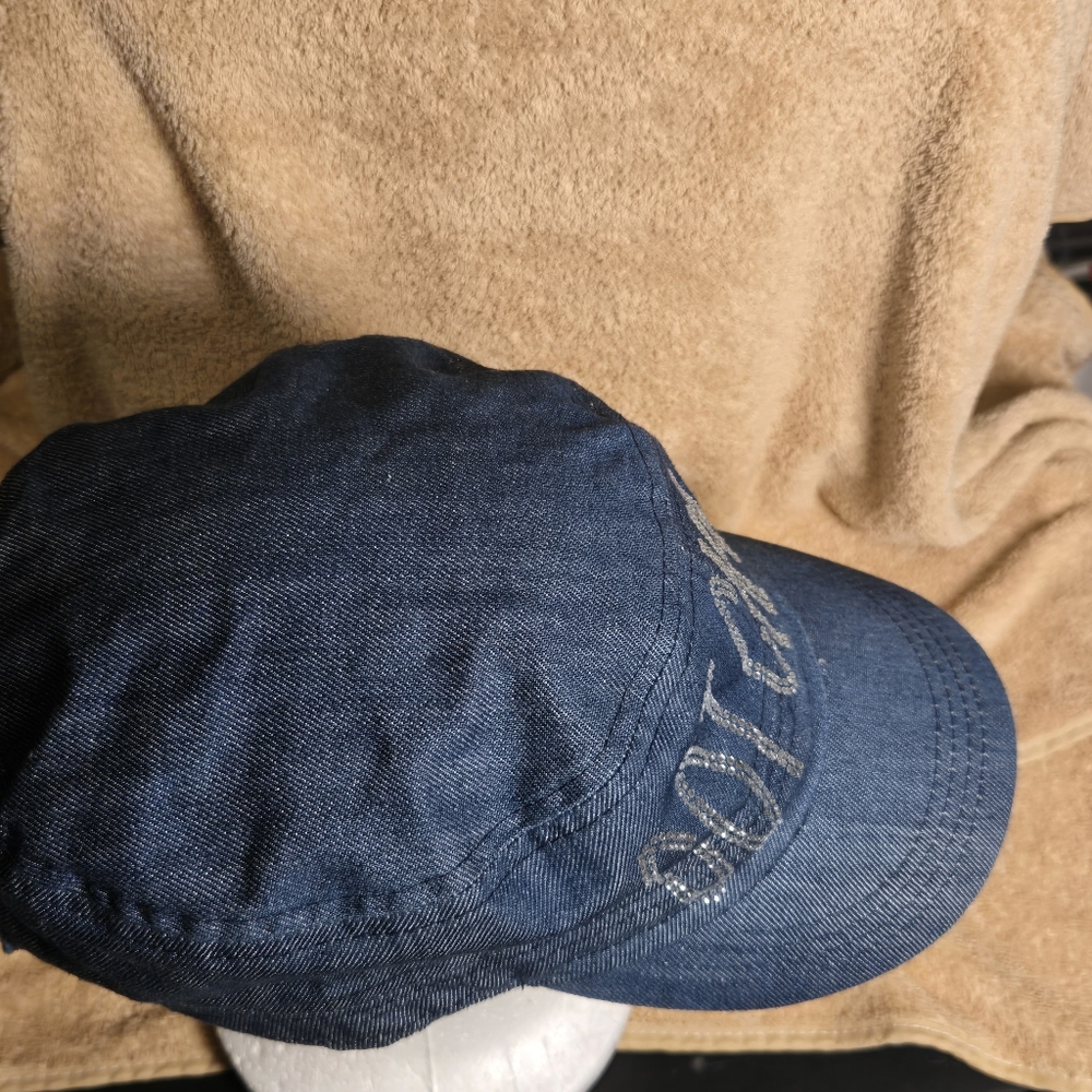 Denim Cap with Embroidered Text - Picture 8 of 14